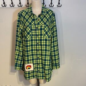 Seize the Day Upcyled Pride Themed Plaid Shirt Size Large